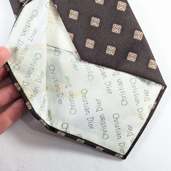 Christian Dior Monsieur Polyester Neck tie chocolate brown mens suit accessory - Picture 7 of 9